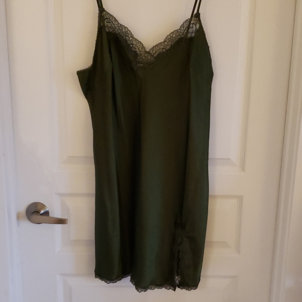 Olive Green Victoria's Secret Slip Nightie XL Lace